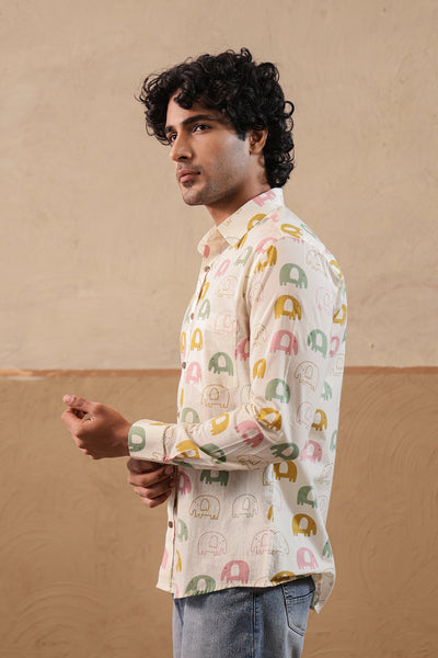 Multi Yellow Elephant Full Sleeve Shirt
