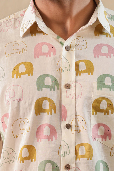 Multi Yellow Elephant Full Sleeve Shirt