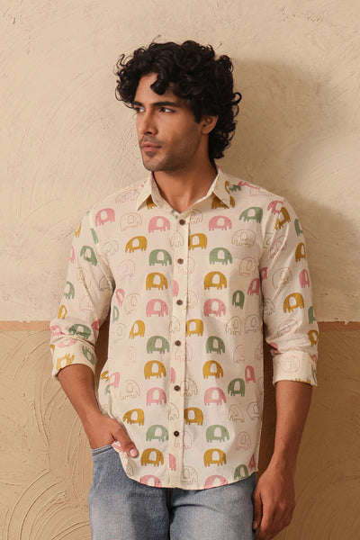 Multi Yellow Elephant Full Sleeve Shirt