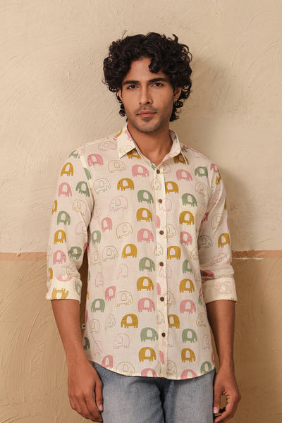 Multi Yellow Elephant Full Sleeve Shirt