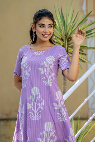 Happy Dress - Purple Stripe Buta