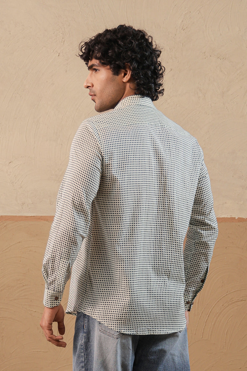 Blue Polka Dot Full Sleeve Shirt