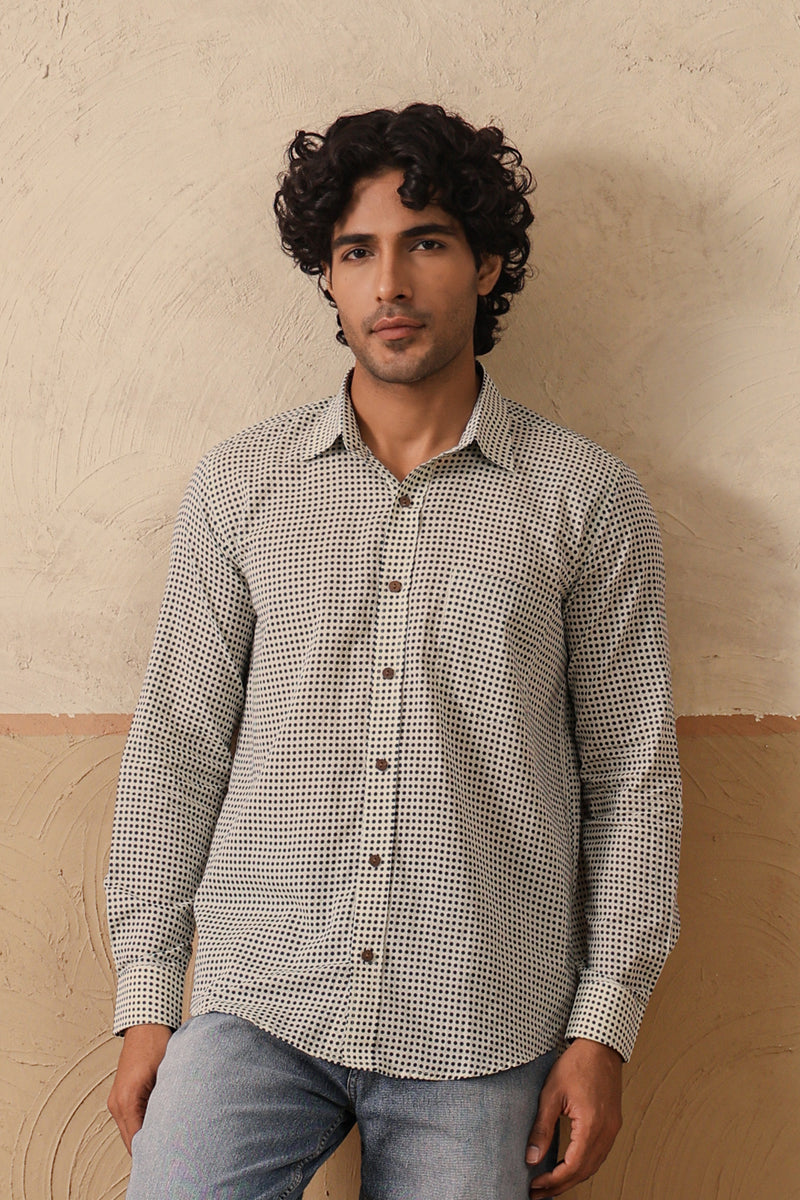 Blue Polka Dot Full Sleeve Shirt