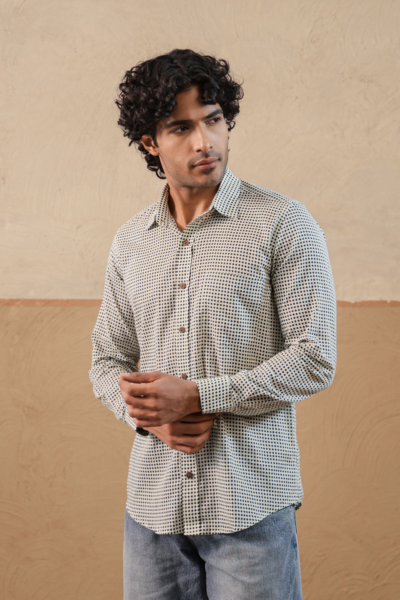 Blue Polka Dot Full Sleeve Shirt