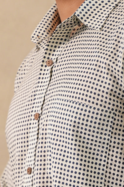 Blue Polka Dot Full Sleeve Shirt