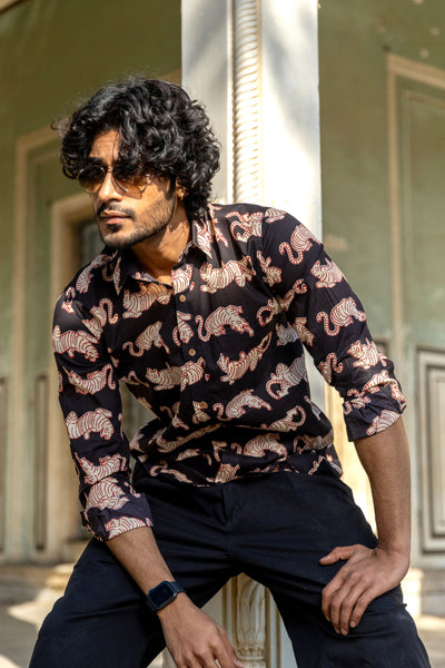 Black Anokhi Tiger Full Sleeve Shirt