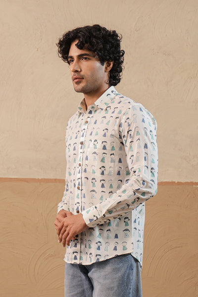 Blue Green Doodle Full Sleeve Shirt