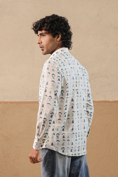 Blue Green Doodle Full Sleeve Shirt