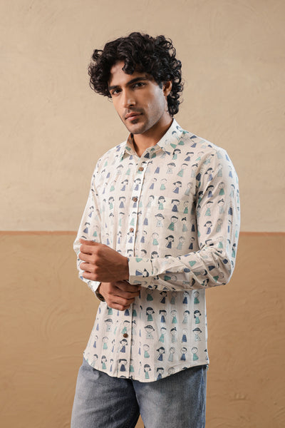 Blue Green Doodle Full Sleeve Shirt
