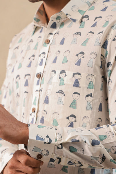 Blue Green Doodle Full Sleeve Shirt