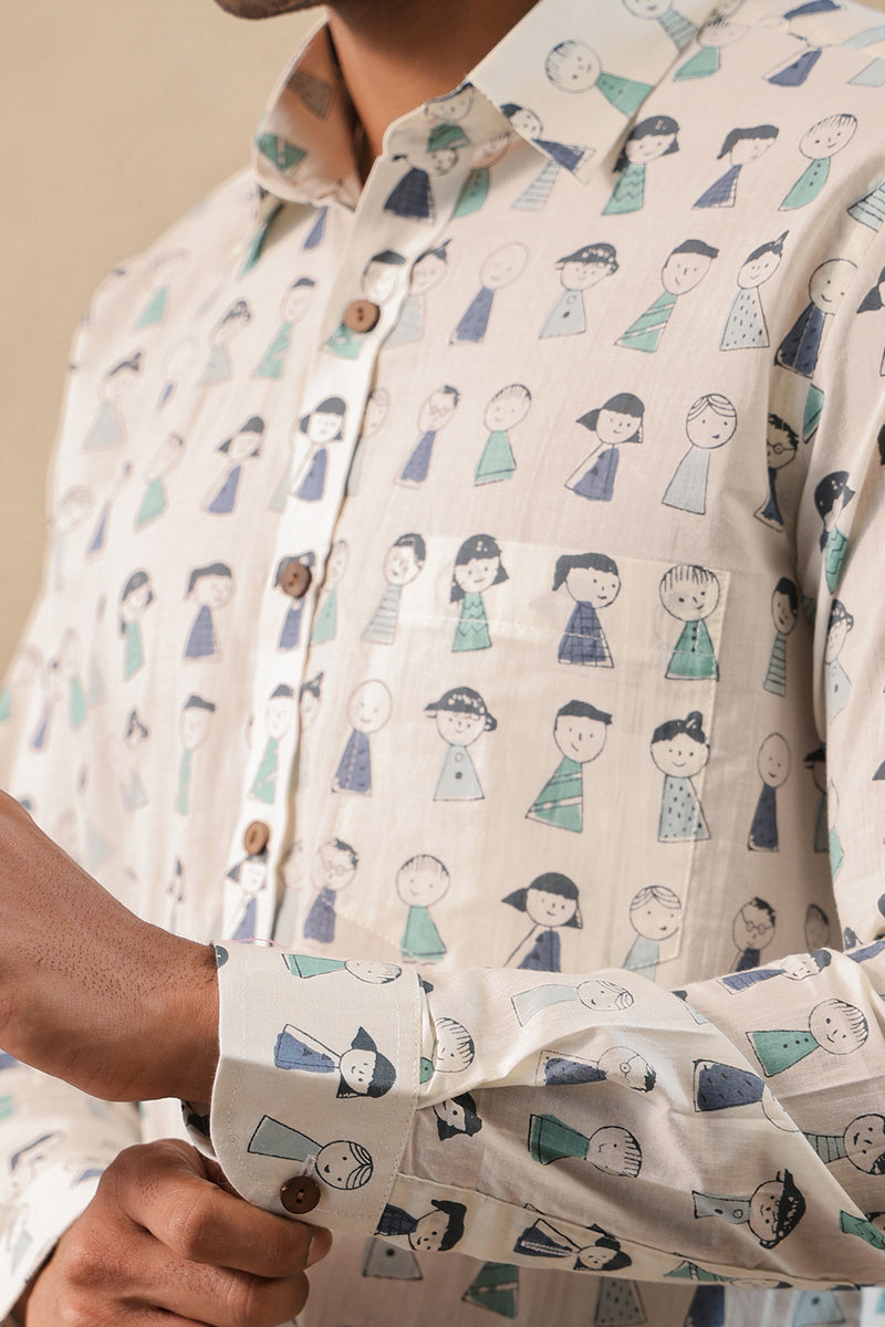 Blue Green Doodle Full Sleeve Shirt
