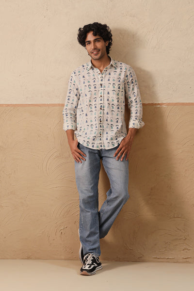 Blue Green Doodle Full Sleeve Shirt