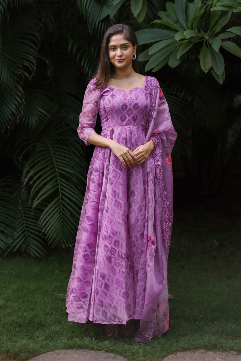 Riya Purple Dress With Dupatta