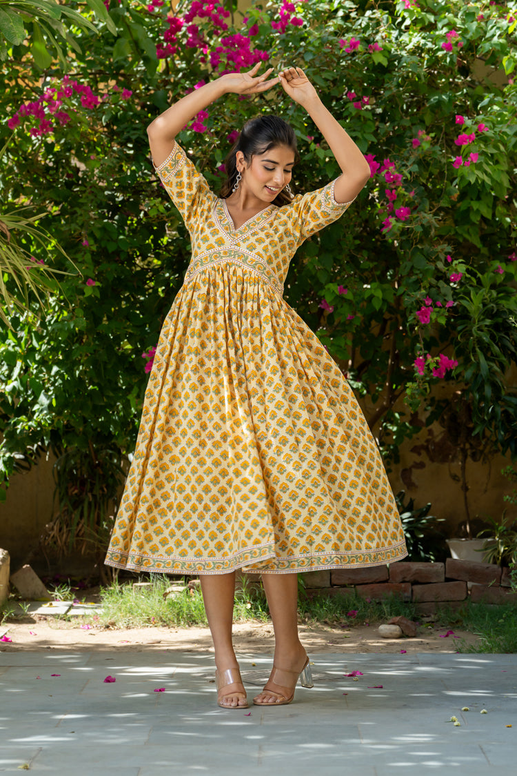 Yellow Buti Nyra Cut Dress