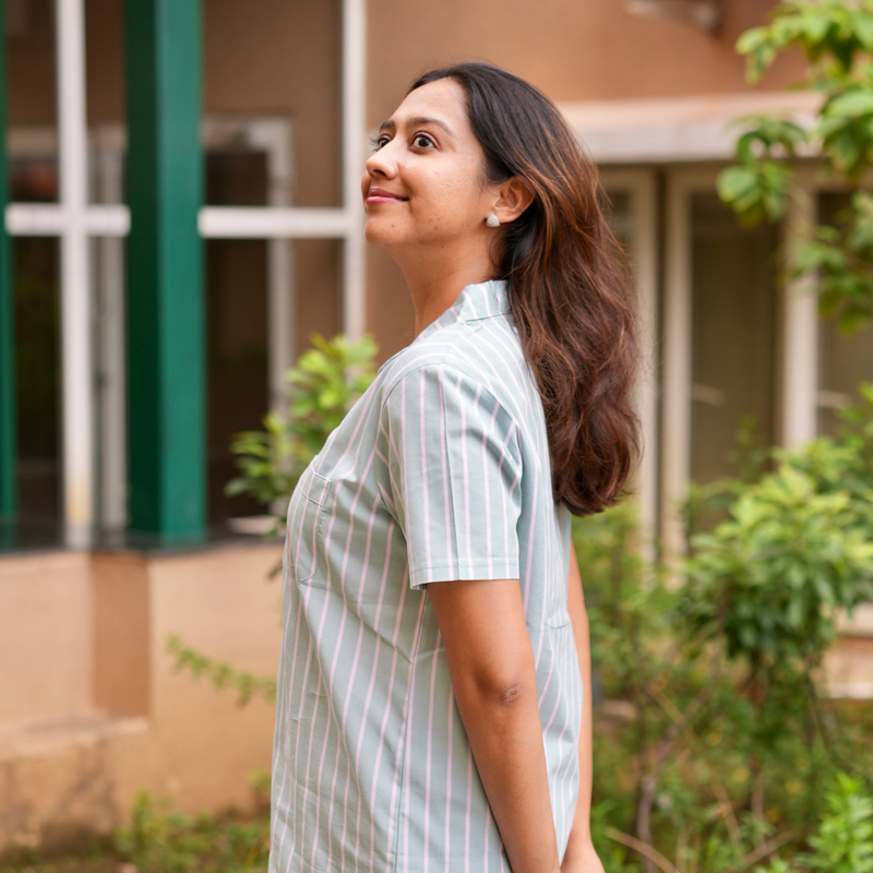 GREEN-WHITE STRIPED COTTON PYJAMAS