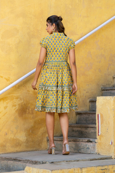 Sachi - Yellow Buti Midi Dress