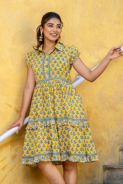 Sachi - Yellow Buti Midi Dress