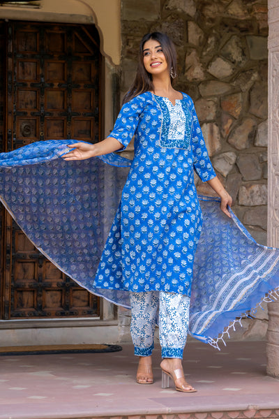 Blue Petunia Kurta Set