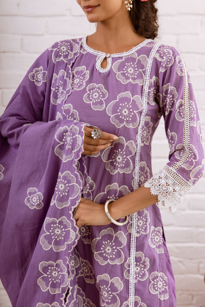 Zoori Purple Embroidery Gharara Set