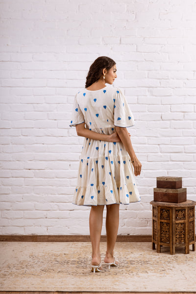 Blue Embroidery Cotton Dress