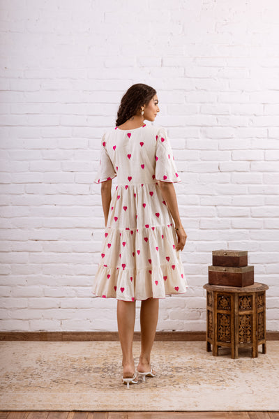 Pink Embroidery Cotton Dress