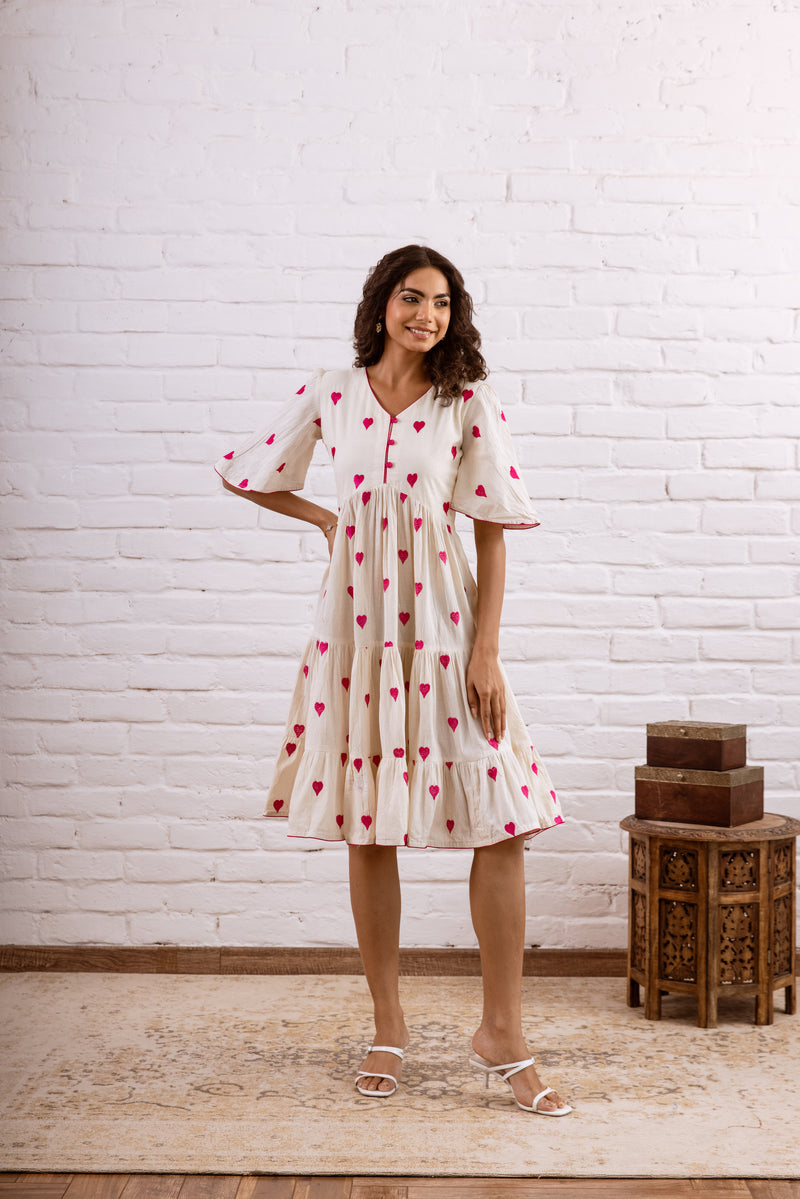 Pink Embroidery Cotton Dress