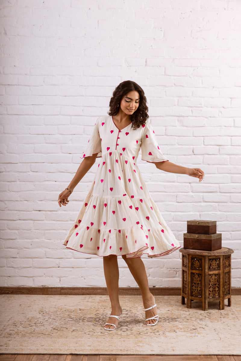 Pink Embroidery Cotton Dress