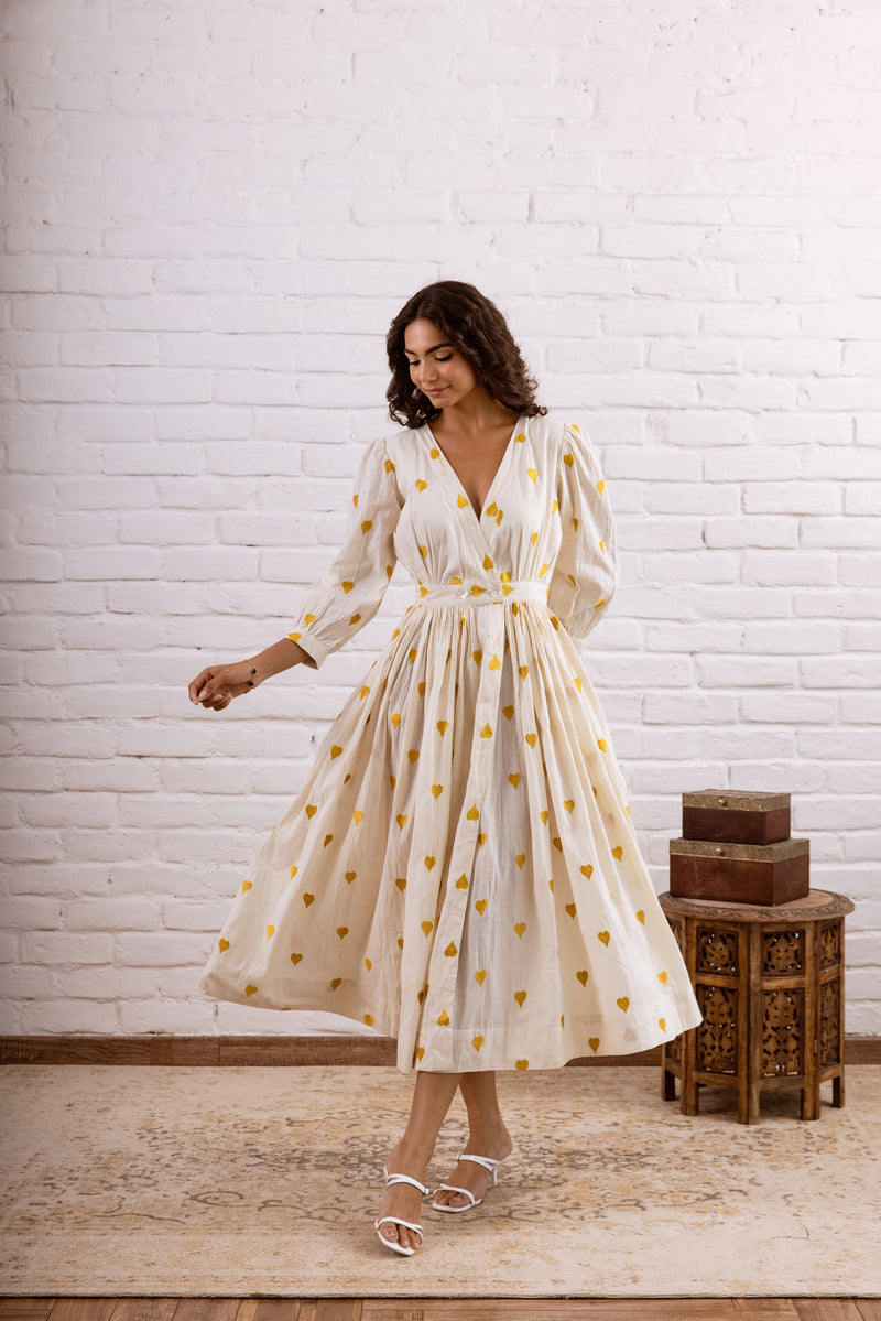 Yellow Embroidery Cotton Dress