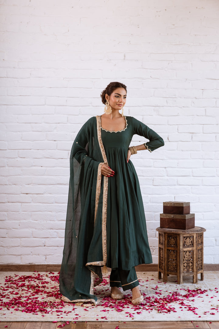 Noorani Emerald Dark Green Anarkali Set Tamara Noorani Emerald Dark Green Anarkali Set Tamara