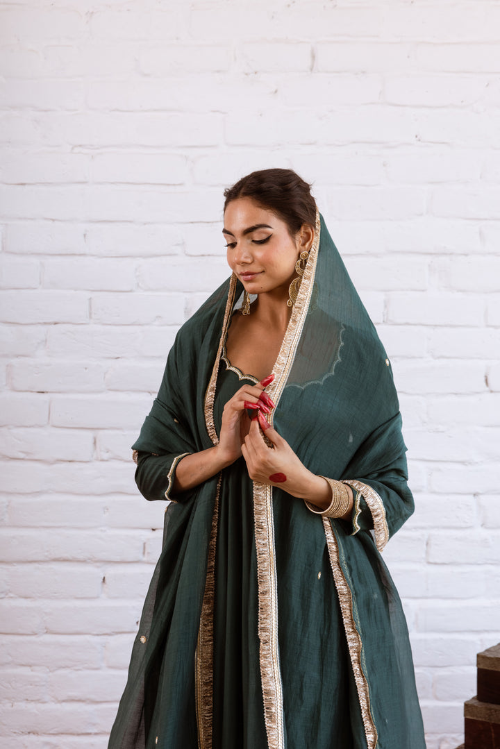 Noorani Emerald Dark Green Anarkali Set Tamara Noorani Emerald Dark Green Anarkali Set Tamara