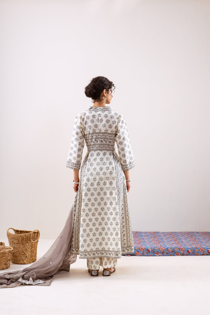 Bahara Grey Floral Anarkali set