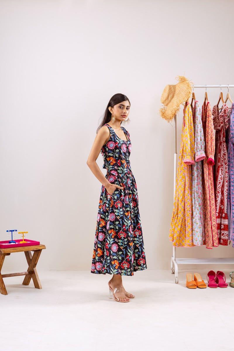 Black Floral Skirt Co-Ord Set