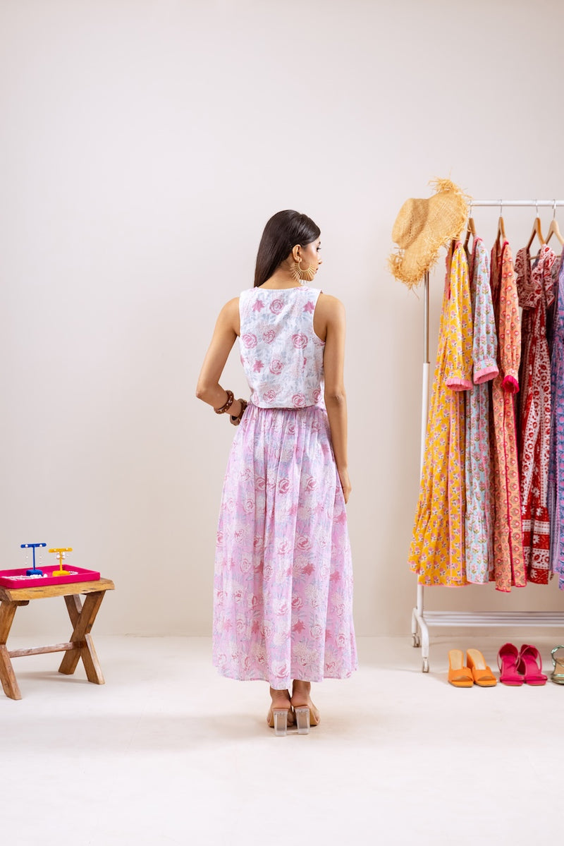 Pink Floral Skirt Co-Ord Set