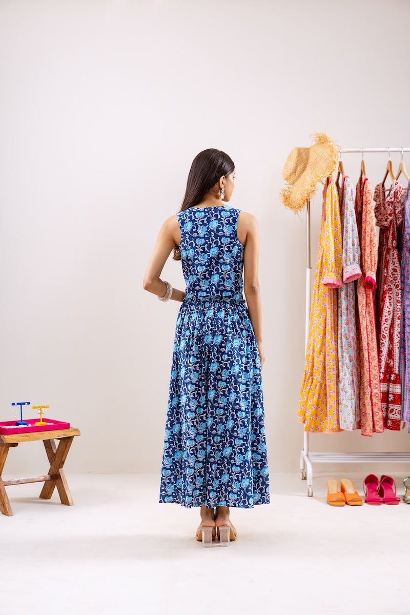 Indigo Floral Skirt Co-Ord Set