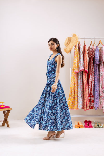 Indigo Floral Skirt Co-Ord Set