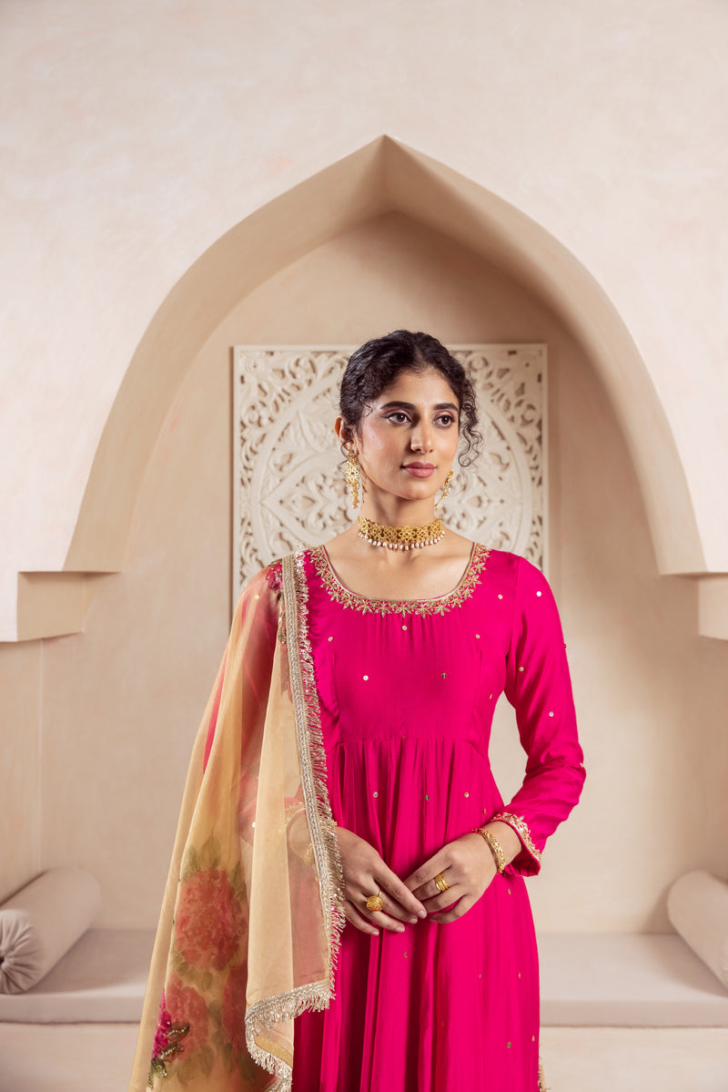 GULNAZ Rani hand painted Anarkali set