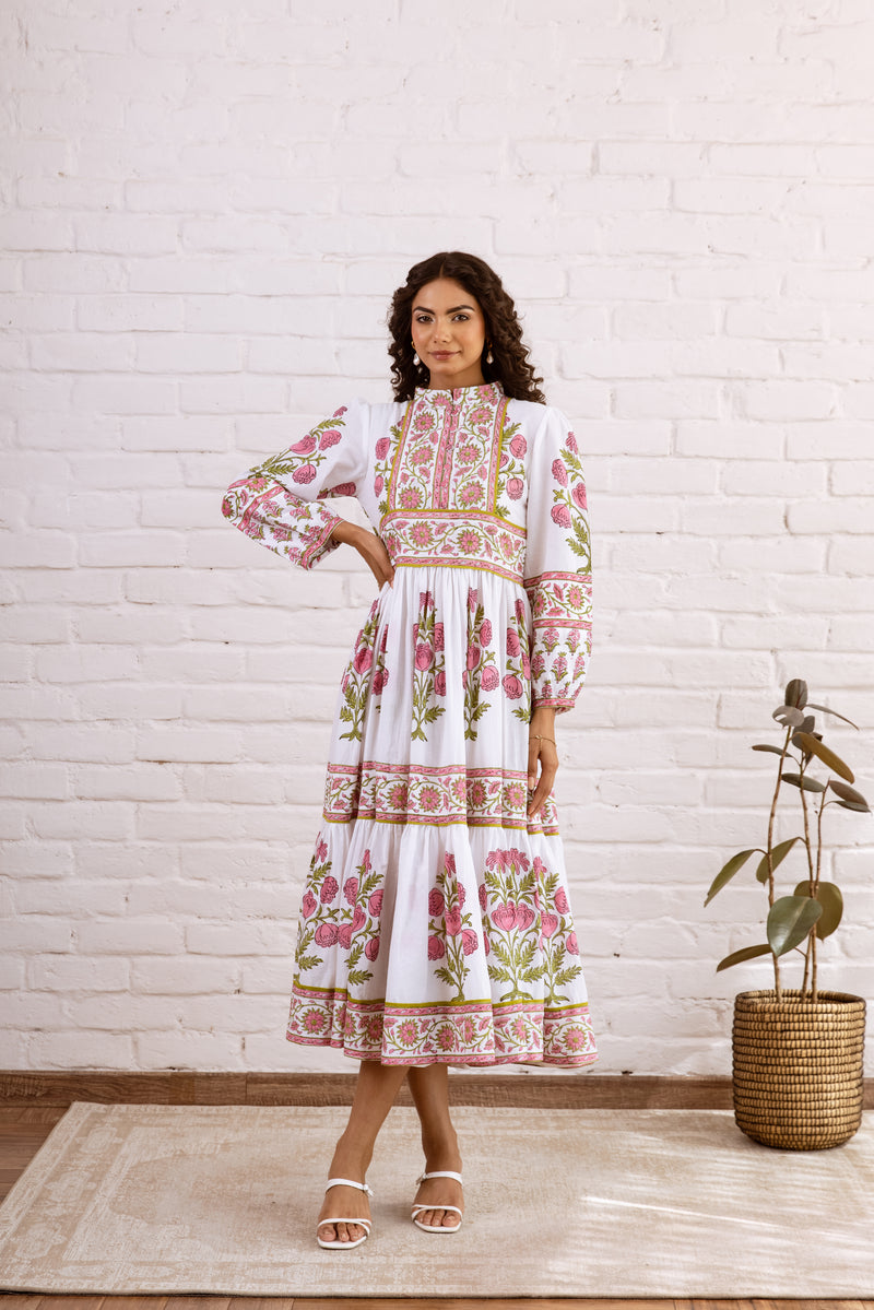 Pink Green Mughal Maxi