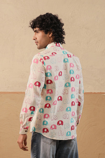 Multi Pink Elephant Full Sleeve Shirt