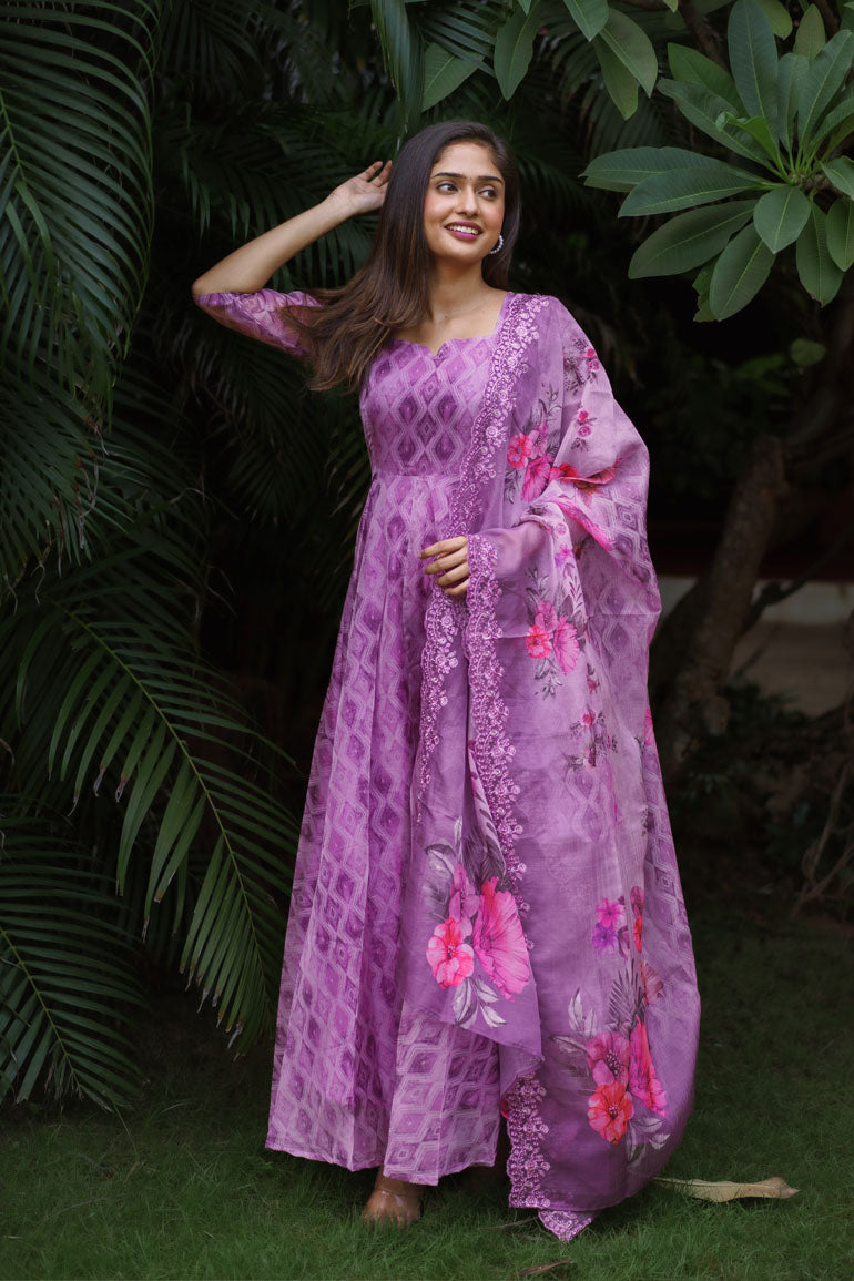 Riya Purple Dress With Dupatta
