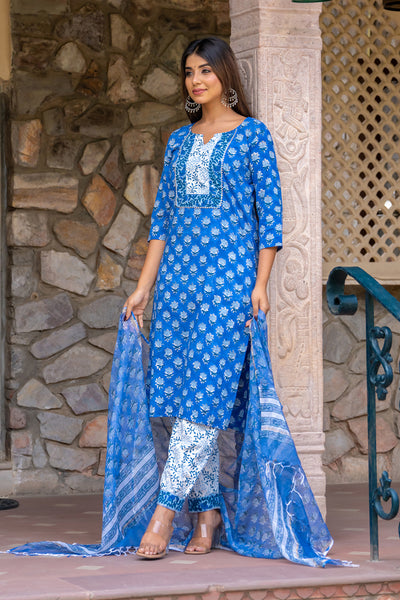 Blue Petunia Kurta Set