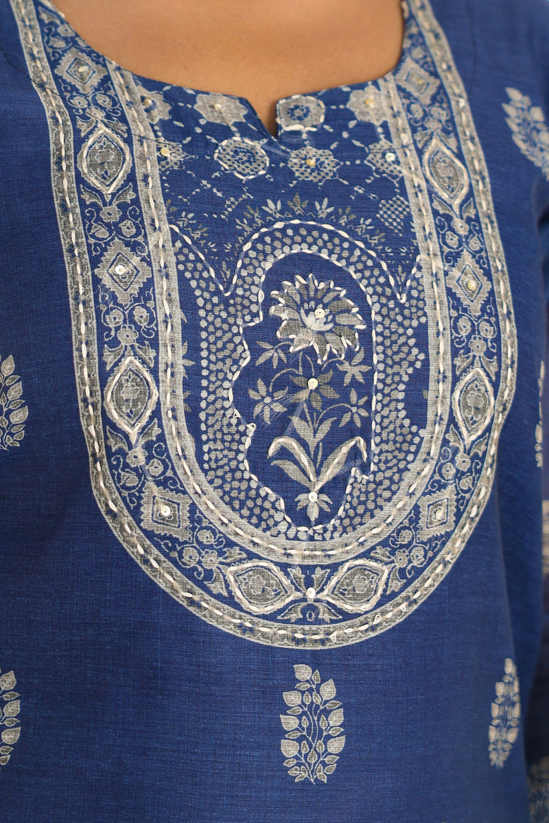 Blue Chanderi Suit Set