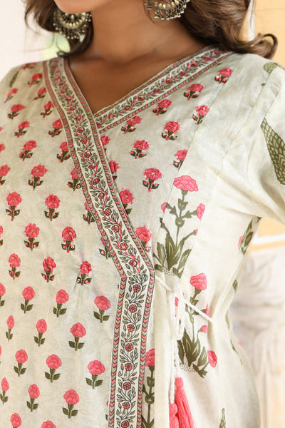 Pink Buti Mughal Angarakha Dress Set