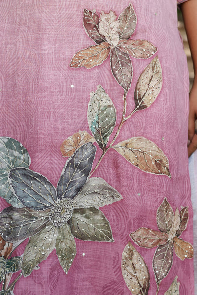 Mauve Cotton Linen Suit Set