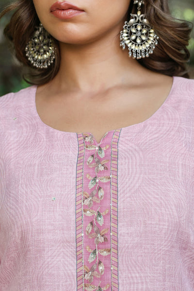 Mauve Cotton Linen Suit Set
