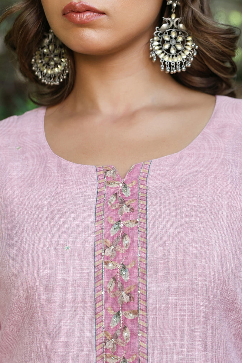 Mauve Cotton Linen Suit Set
