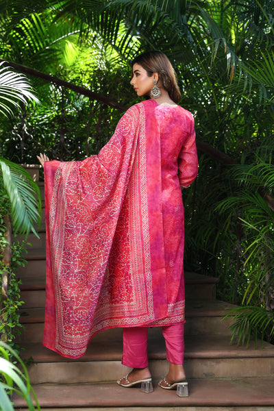 Pink Dabu Chanderi Suit Set