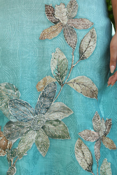 Turquoise Cotton Linen Suit Set