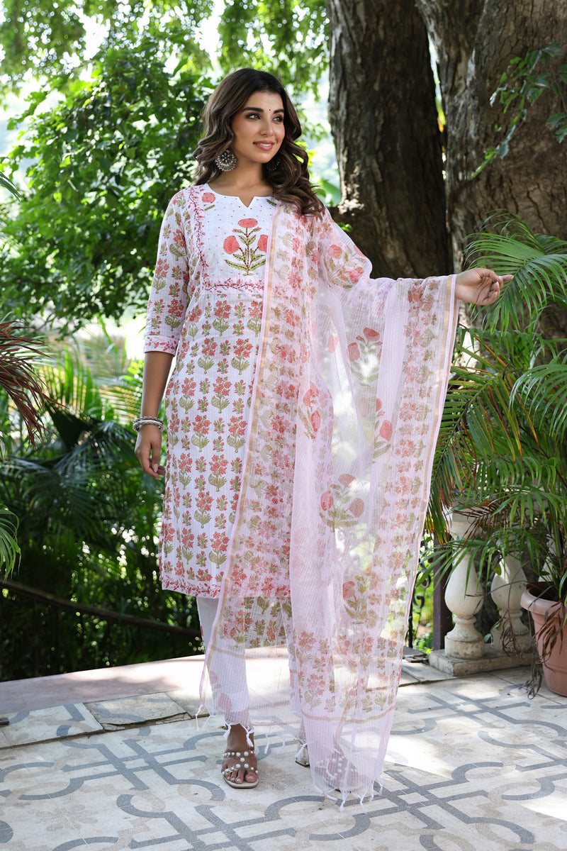 Peach Mughal Baag Kurta Set