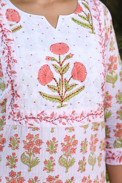 Peach Mughal Baag Kurta Set