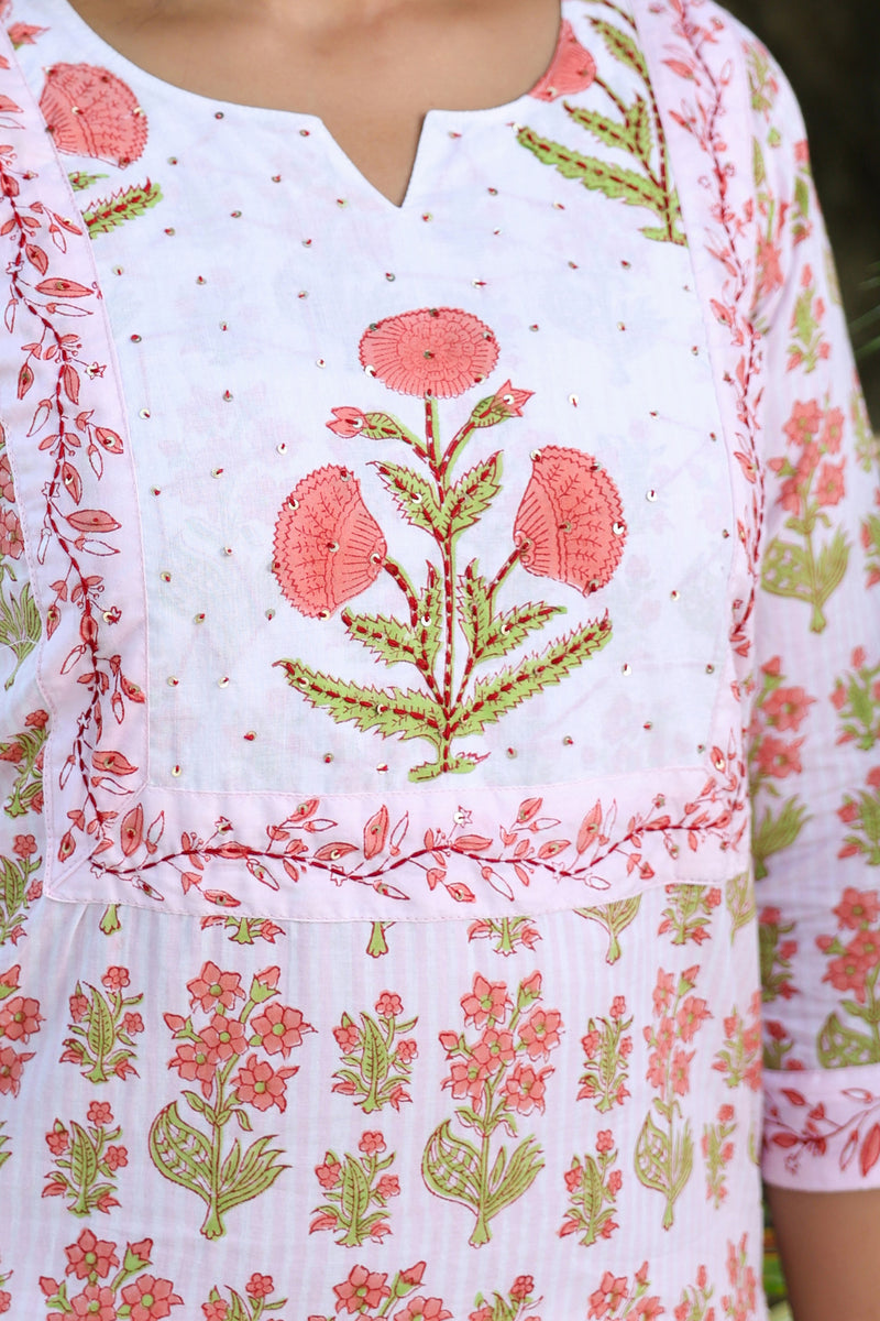 Peach Mughal Baag Kurta Set